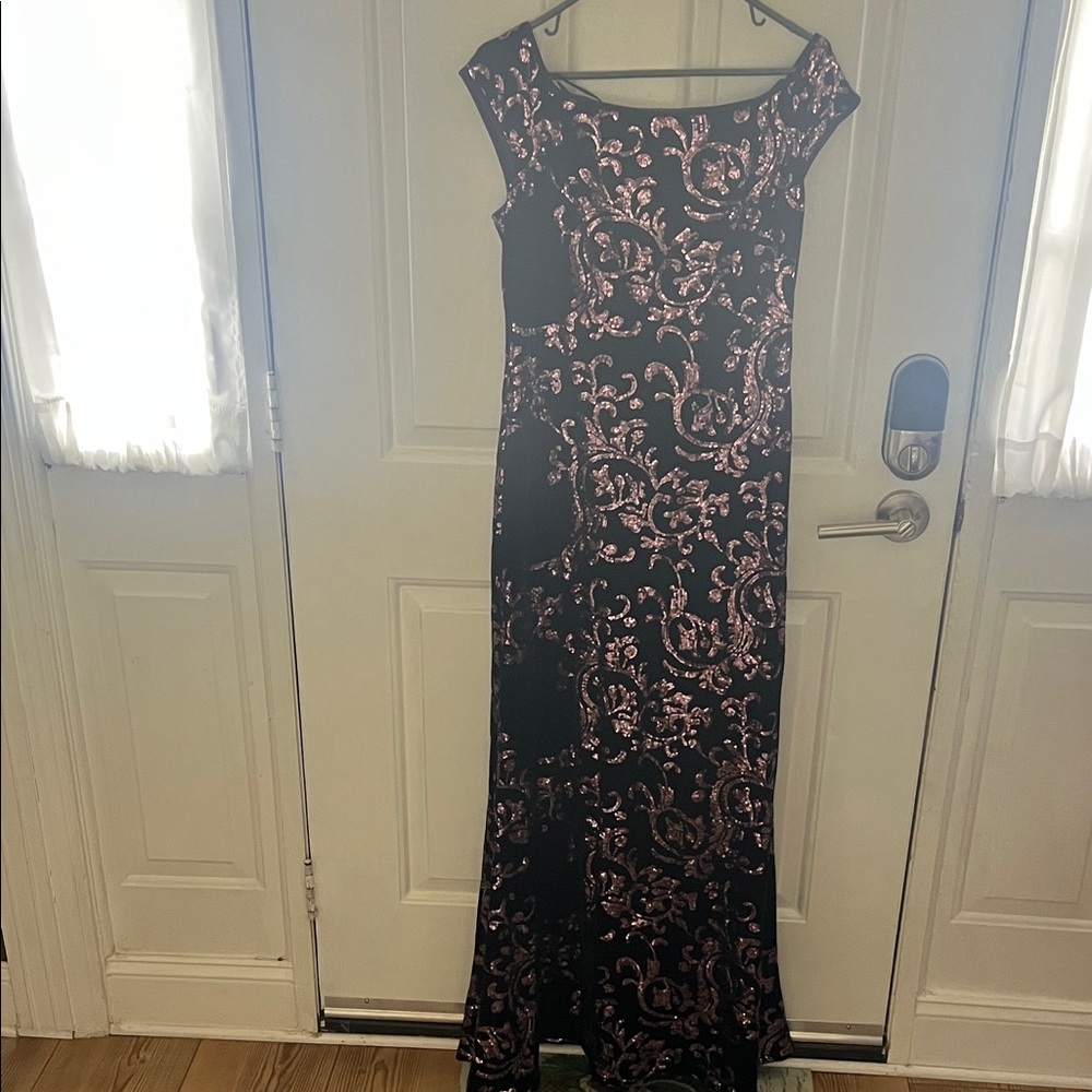 Eliza J Black and Pink sequin gown